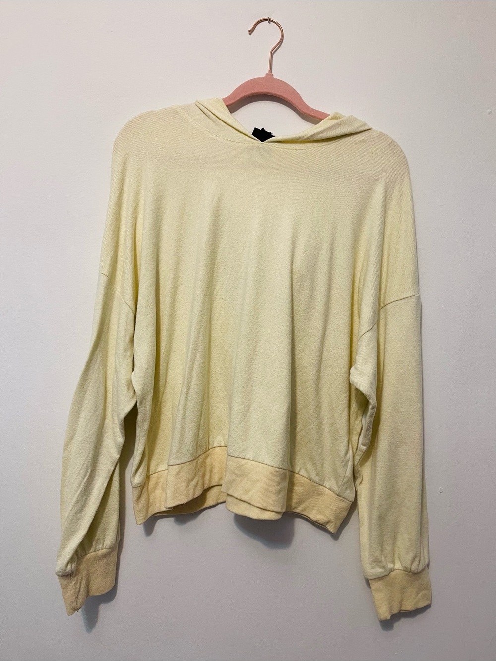 Women's Light Yellow Hooded Crewneck Sweater